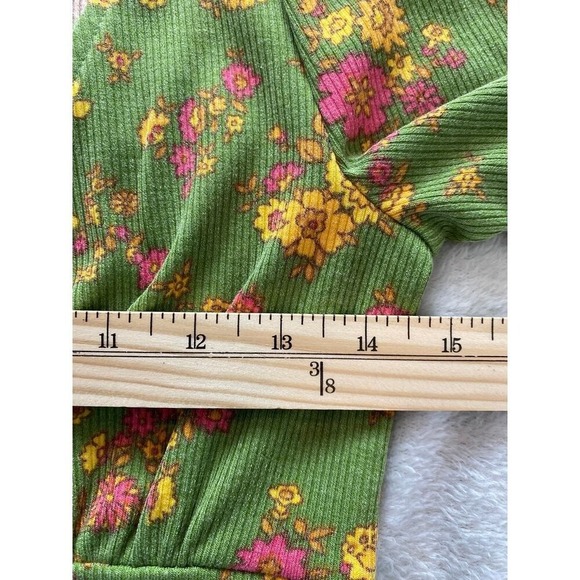 Urban Outfitters Floral Babydoll Top Women S Green Rib Knit Cottagecore Retro - Picture 8 of 10